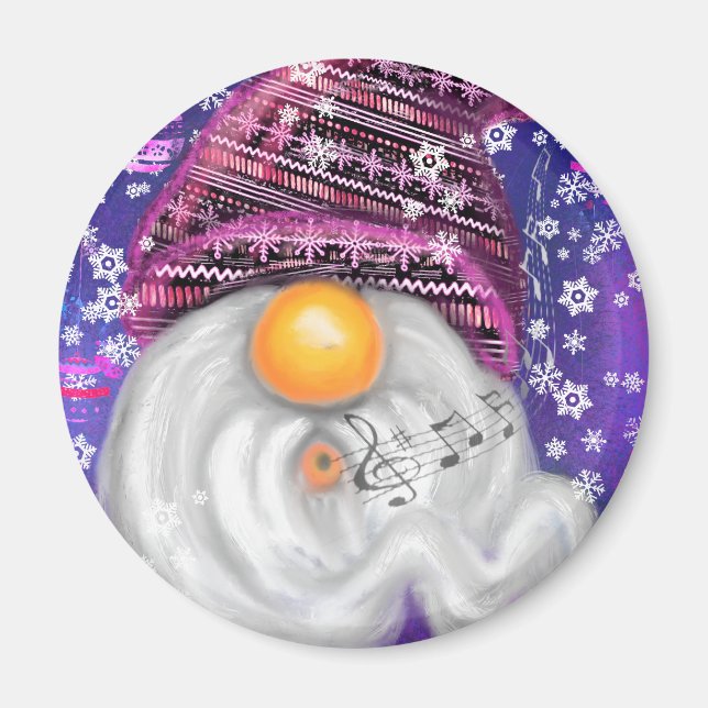 Imã Gnomo de Natal Em Purple Hat (Frente)