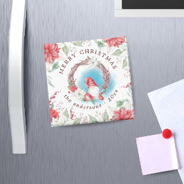 Imã gnomo de natal floral elegante de férias