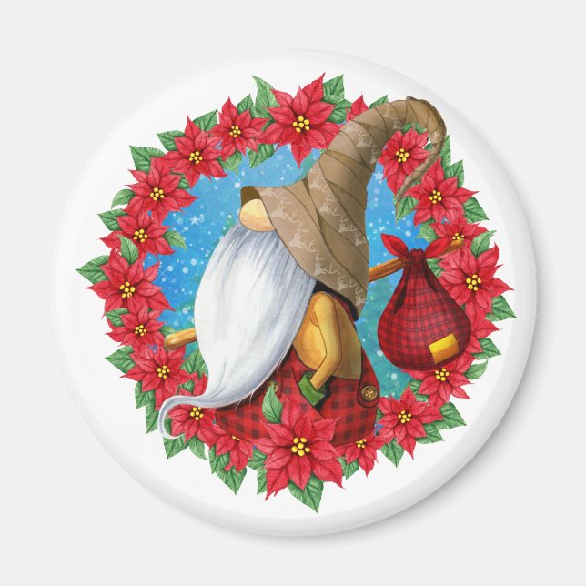 Imã Gnomo de Natal Nórdico (Frente)