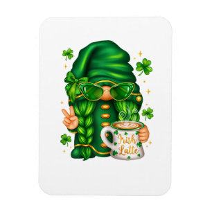 Ímã Gnomo Fofo do Dia de São Patrício Bebendo Café