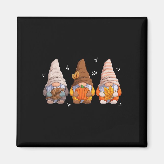 Imã Gnomos De Ação De Graças Com Folhas De Abóbora (Frente)