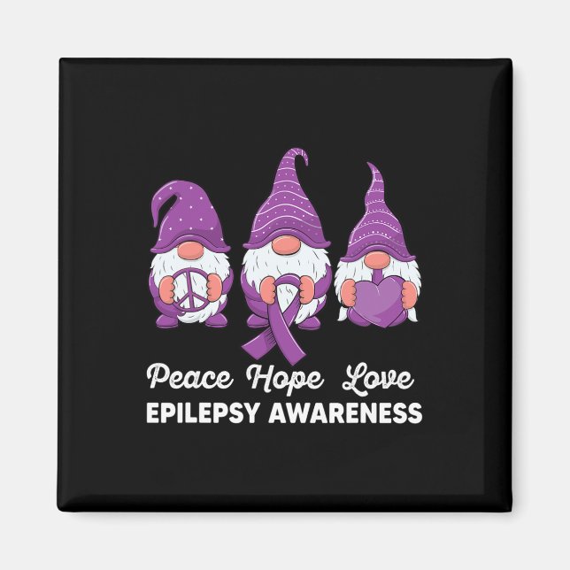 Imã Gnomos Engraçados Paz Esperança Ama Epilepsia Awar (Frente)