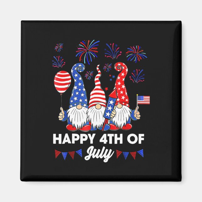 Imã Gnomos Feliz 4 de Julho  (Frente)