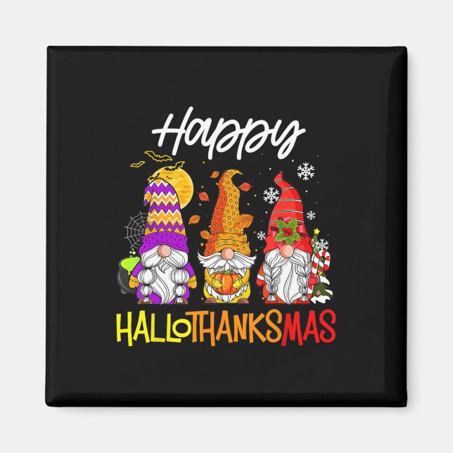 Imã Gnomos Hallothanksmas Halloween Ação de Graças Chr (Frente)