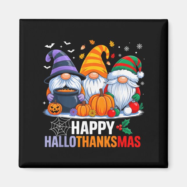 Imã Gnomos Halloween Dia de Ação de Graças Feliz Hall (Frente)