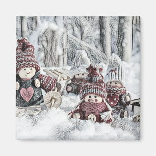 Imã Gnomos num cenário de inverno