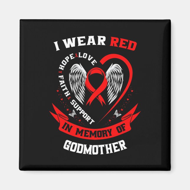 Imã Go Red In Memory Of Godmother Heart Disease Awaren (Frente)