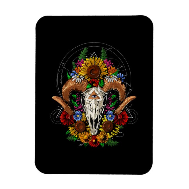 Ímã Goat Skull Psychedelic Sunflower (Vertical)
