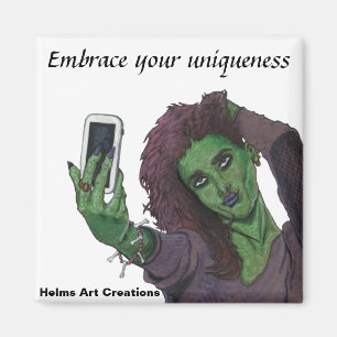 Imã Goblin Girl Cell Selfier Refrigerator Magnet