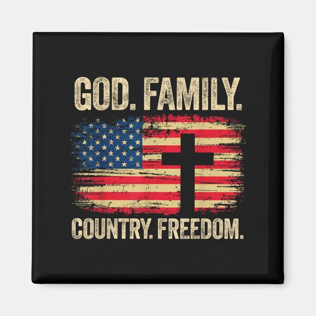 Imã God Family Country Dom Usa Flag Cross  (Frente)