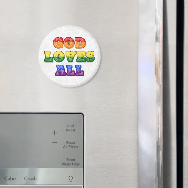 Imã "God Loves All" Gay/LGBTQIA+/Queer Christian Pride (In Situ (Fridge))