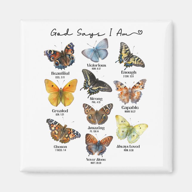 Imã God Says I Am Bible Verse Religious Christian Butt (Frente)