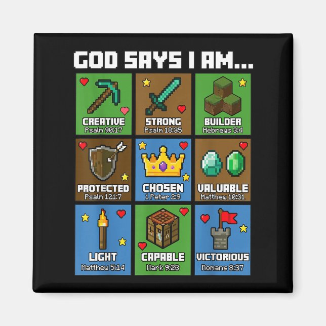 Imã God Says I Am Bible Verses Xel Art Christian Gamer (Frente)