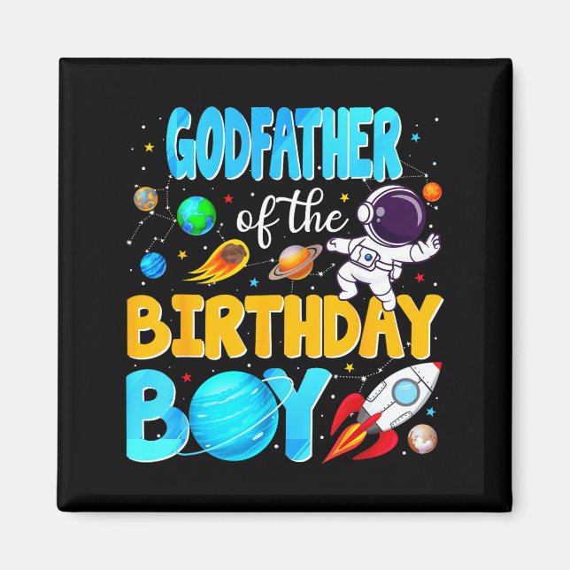 Imã Godfather Of The Birthday Boy Space Astronaut 1st  (Frente)