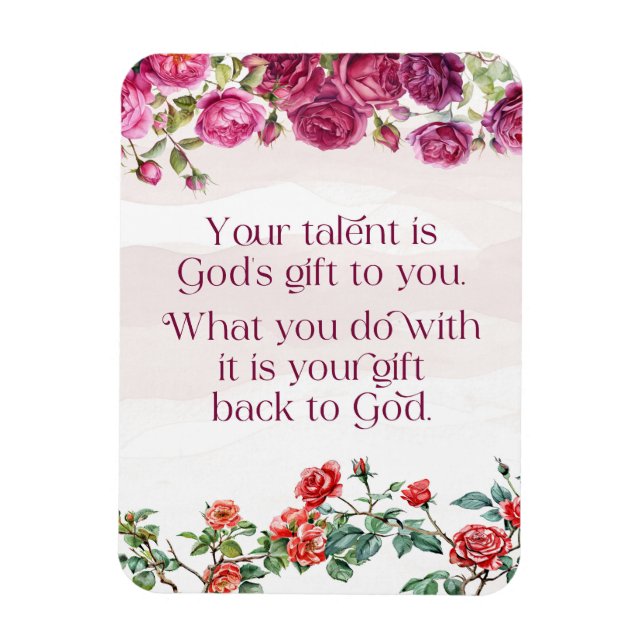 Ímã Gods Gift É Seu Talento Bonito Rosa Vermelho Roxo (Vertical)