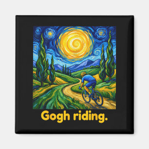 Imã Gogh Andando Bicicleta Engraçada Noite Céu Artista