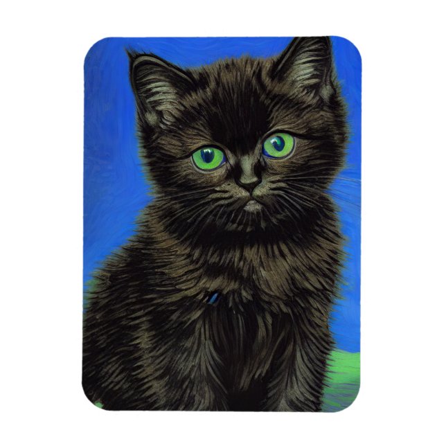 Ímã Gogh Style Black Kitten (Vertical)