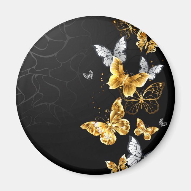 Imã Gold and white butterflies (Frente)