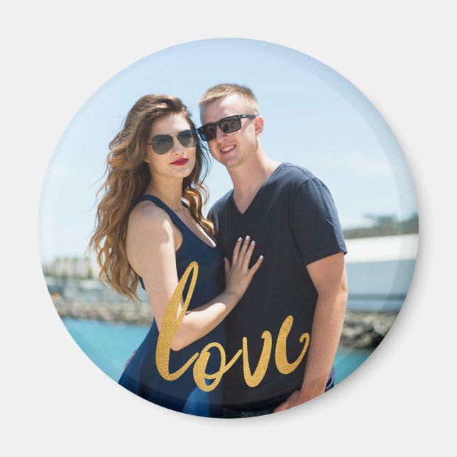 Imã Gold Foil Script Love Personated Photo Magnet (Frente)