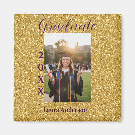 Imã Gold glitter photo graduation add name class text
