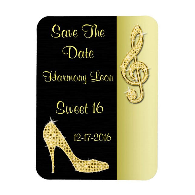 Ímã Gold Stiletto & Treble Cleft 16º Salve a Data (Vertical)