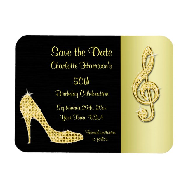 Ímã Gold Stiletto & Treble Cleft 50º Aniversário Save  (Horizontal)