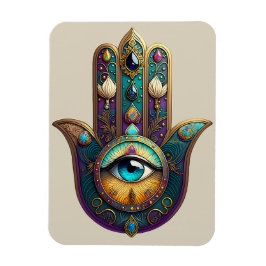 Ímã Gold Violet Teal Hamsa w/ Turquoise Third Eye