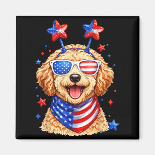 Imã Golden Doodle EUA Patriótico Cão Dia da Memória Ju