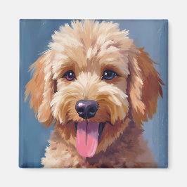 Imã Golden Doodle | Pintura em Aquarela de Cachorro Pe