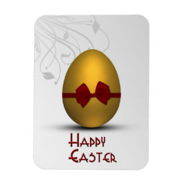 Ímã Golden Easter Egg with Bow Floral Swirl Pattern