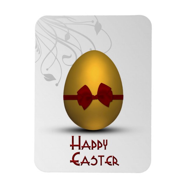 Ímã Golden Easter Egg with Bow Floral Swirl Pattern (Vertical)