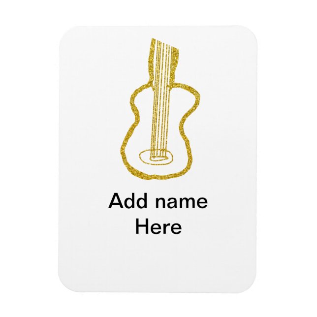 Ímã Golden glitter acoustic guitar add name doodle  (Vertical)