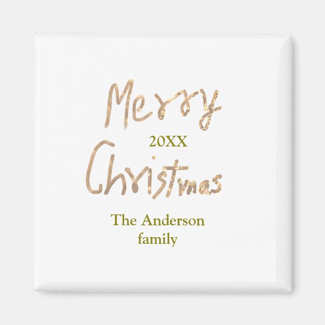 Imã Golden glitter merry christmas add family name yea (Frente)