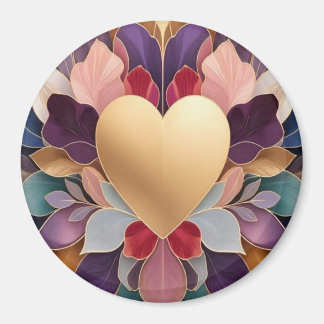 Imã Golden Heart Bloom Elegant Multicolor Floral Sym