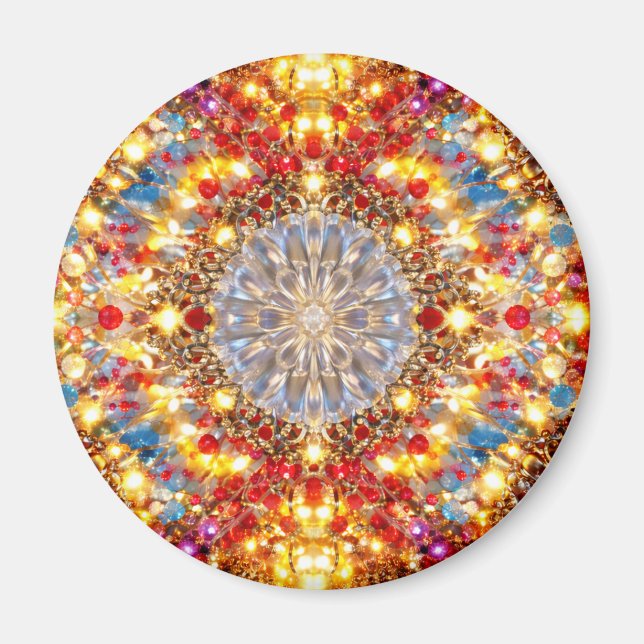 Imã Golden Kaleidoscope Mandala – Sparkling Magnet (Frente)