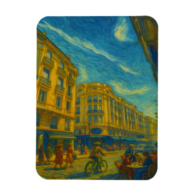 Ímã Golden Mediterranean City Vibes – Vibrant Urban Ar (Vertical)