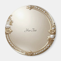 Golden Ornate Frame with Pearls Magnet