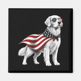 Imã Golden Retriever 4 de Julho Bandeira Americana Cac
