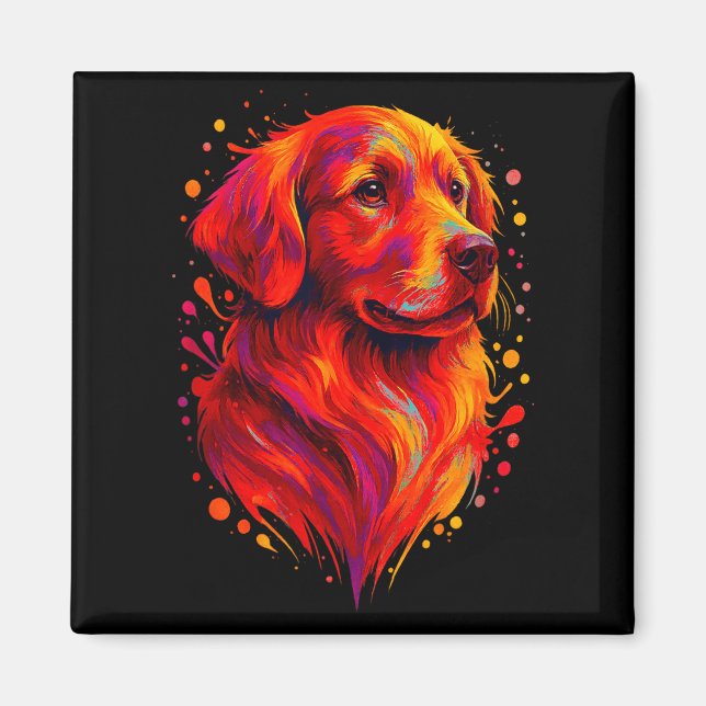 Imã Golden Retriever Art Rtrait For Dog Owners  (Frente)