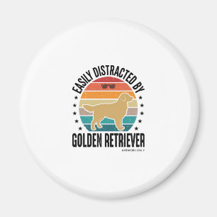 Imã Golden Retriever Facilmente Distraído Vintage Dese