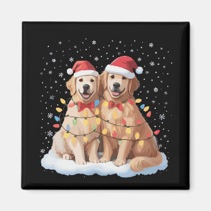 Imã Golden Retriever Natal Chapéu do Papai Noel Rena