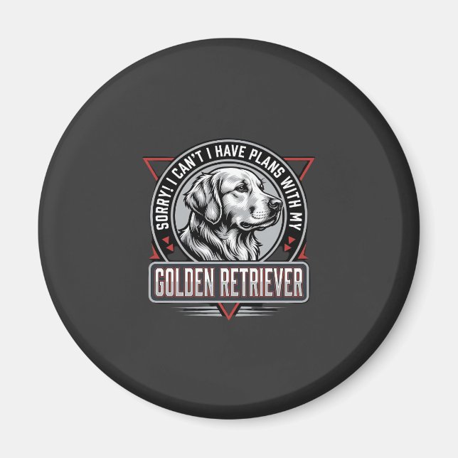 Imã Golden Retriever Planeja Design de Crachá de Cacho (Frente)