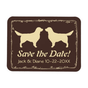 Ímã Golden Retrievers Casamento Salve a Data