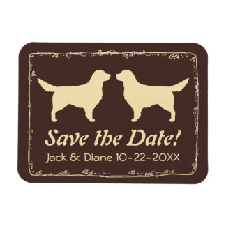 Ímã Golden Retrievers Casamento Salve a Data
