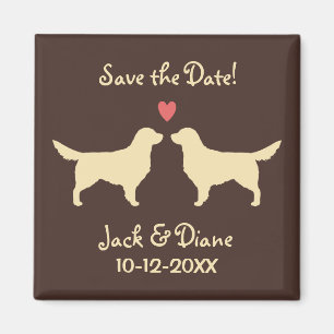 Imã Golden Retrievers Casamento Salve a Data