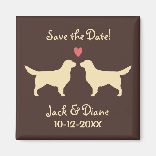 Imã Golden Retrievers Casamento Salve a Data (Frente)