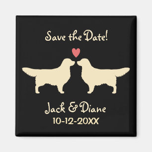 Imã Golden Retrievers Casamento Salve a Data