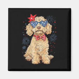 Imã Goldendoodle 4º De Julho, Doodle Ouro Patriótica D