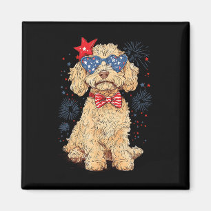 Imã Goldendoodle 4 de Julho Patriótico Golden Doodle D