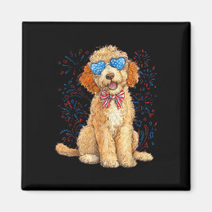 Imã Goldendoodle 4 de Julho Patriótico Golden Doodle D